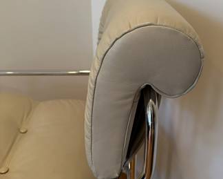 Alternate view - Set of Four Guido Faleschini Tucroma Pace Chairs in Taupe leather. Available for presale. Each measure 32"H x 21"W x 26"D.
