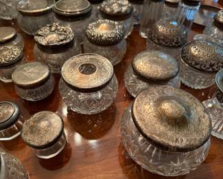 HUGE STERLING & CRYSTAL VANITY PIECES