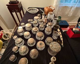 STERLING & CRYSTAL VANITY JARS