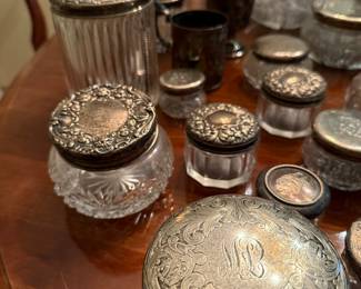 HUGE STERLING & CRYSTAL VANITY PIECES