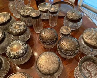 HUGE STERLING & CRYSTAL VANITY PIECES