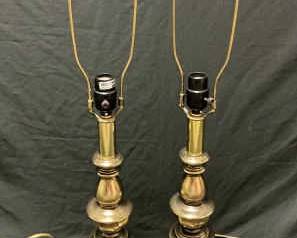 Brass Colored Lamp Pair