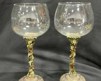 Grape Rhinestone Wine Stems