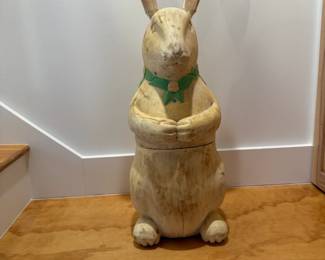 Wooden Carved Bunny with Storage - 33in Tall.