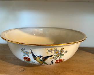 Large English Antique Porcelain Hand Painted Bowl - maker unknown.