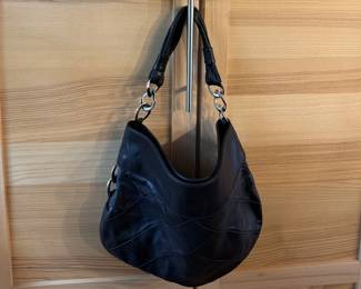 Chanel Black Quilted Leather Embossed Logo Hobo Bag