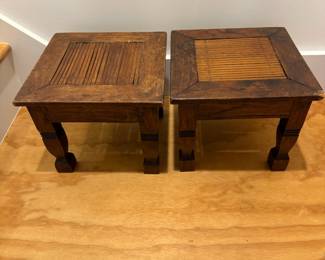 Teak Foot Stools/Tables/Stands from Bali. Each stool Measures Approx: 10in Tall | 12in Long | 12in Wide