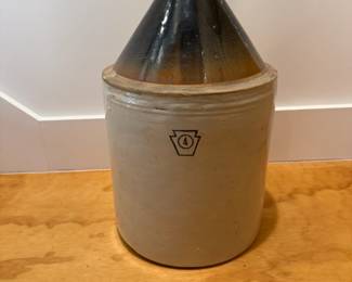 Vintage 4 Gallon Keystone Stoneware Jug - 19in Tall
