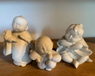 3 Vintage White Porcelain Children Figurines - Japan