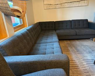 IKEA MORABO 5 Seat Sectional in Gunnared Dark Gray. Measurements: Depth: 36 1/4 " | Height: 31 7/8 " | Width right: 111 " | Width left: 95 1/4 " | Height under furniture: 6 1/4 " | Armrest width: 5 1/8 " | Seat depth: 24 " | Seat height: 18 1/2 "