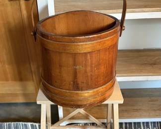Antique Firkin Wooden Bucket with Handle