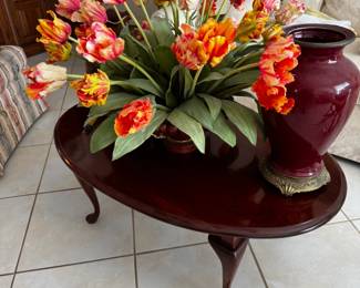 Silk Arrangement, Coffee Table & Chinese Oxblood Vase