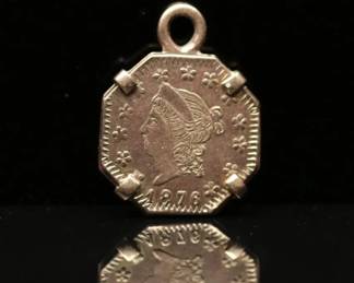1876 California Gold Half Dollar Pendant, 0.59 g