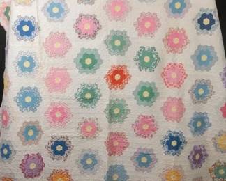 Vintage “Grandmother’s Garden” Quilt