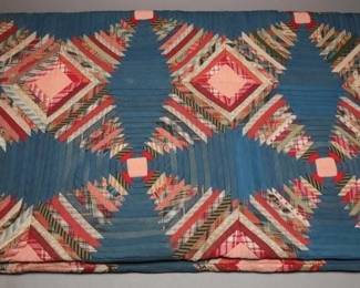 Vintage Hand-Pieced Log Cabin Quilt Top