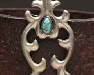 Native American Turquoise Drop Pin