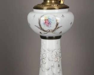Antique 3-Tiered Porcelain GWTW Lamp