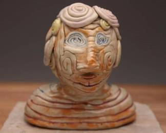 Vintage Ceramic Folk Art Profile Sculpture