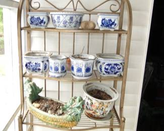 Blue and white planters