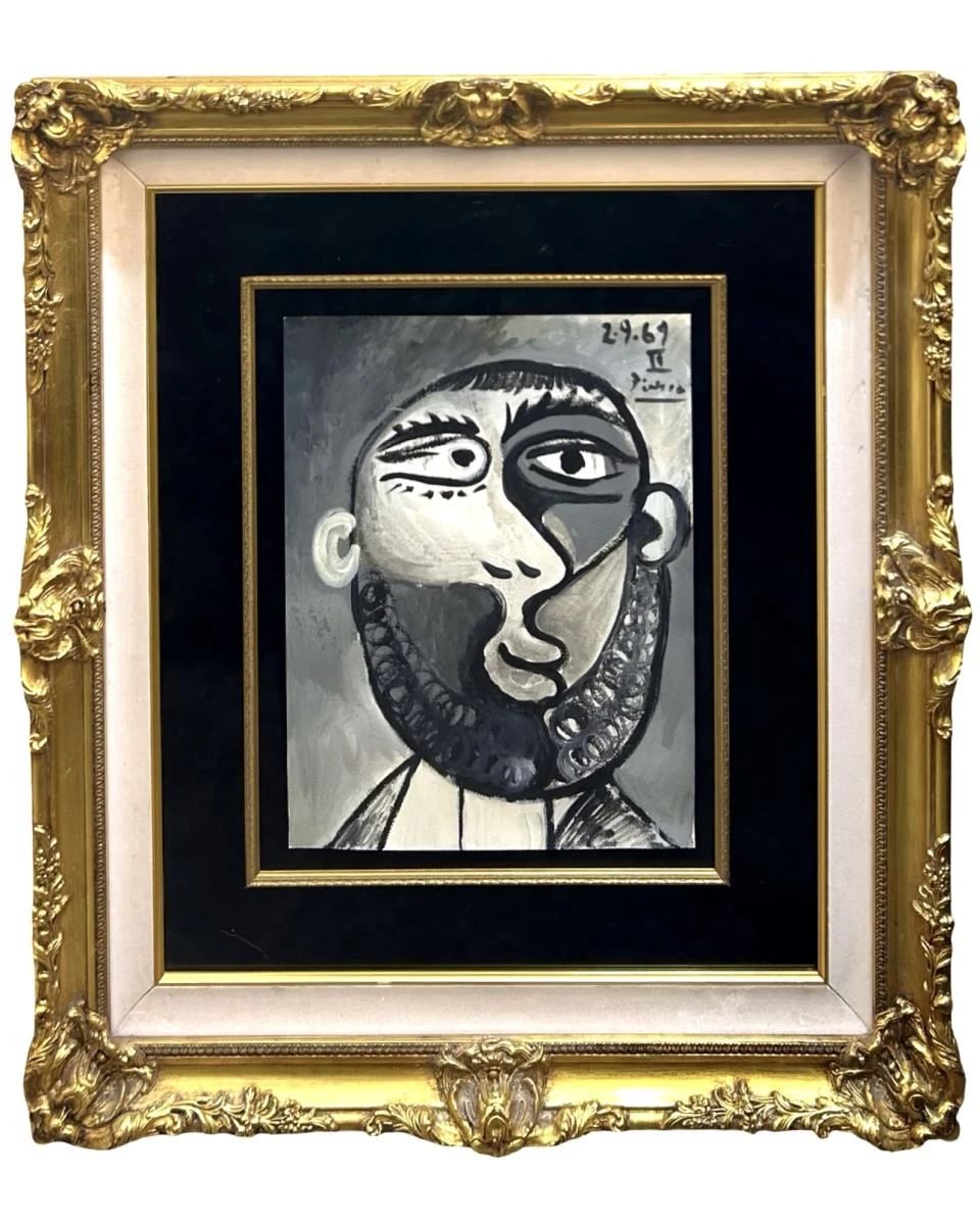 Attributed Picasso Le Tete Acrylic on Paper