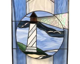 Lighthouse on the Coast Stained Glass Sun Catcher