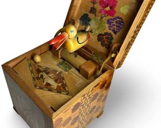 Antique Japanese Mechanical Wooden Cigarette Box