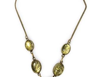 Vintage Sterling Silver Yellow Confetti Necklace