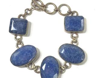 Intriguing Sterling Silver Lapis Lazuli Bracelet