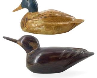 2pc Carved Wooden Duck Decoys