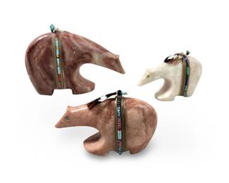 (3) Harold Davidson Stone Zuni Bear Figures