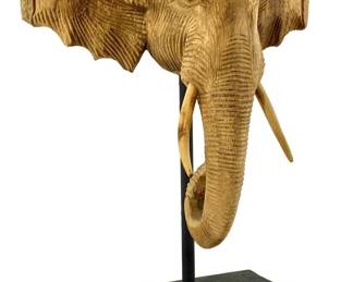 Hand Carved Wooden Elephant Sculpture