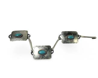 Fine Sterling Silver Turquoise Link Bracelet