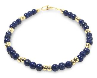Phenomenal 14K Gold Lapis Lazuli Bead Bracelet