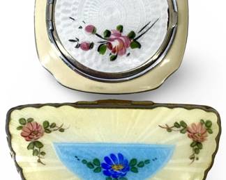 2pc Guilloche Enamel Makeup Compacts