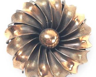 Mid Century Modern Copper Pinwheel Brooch