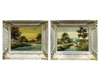 2pc. Signed J. Collazzi Landscape Oils on Panel