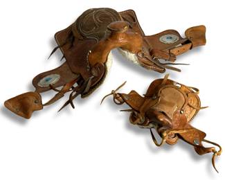 2pc. Vintage Small-Scale Leather Saddles