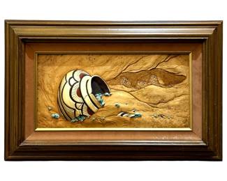 Signed Roger & Marie Kull Leather Sculpted Art