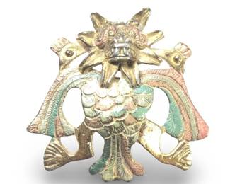 Antique Peruvian Art Gilt Pendant/Brooch