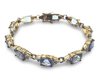 Terrific Tanzanite Sterling Silver Tennis Bracelet