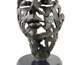 Signed Dali Woman Face Mask Bronze Sculpture