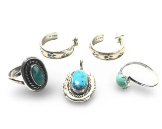 Silver Sterling Silver & Turquoise Jewelry Set