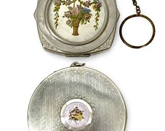 2pc. Guilloche Enamel Makeup Compacts