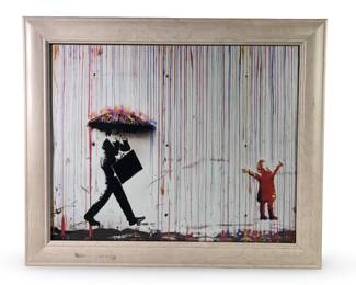 Colored Rain Graffiti Art Umbrella Serigraph