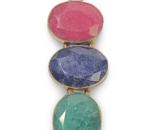 Vintage Sterling Silver Multi Gemstone Pendant