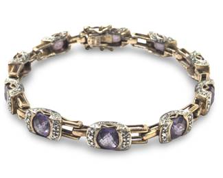 Amazing Sterling Silver Amethyst Link Bracelet