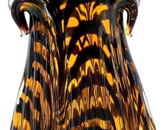 Art Glass Hand Blown Purse Bag Flower Vase