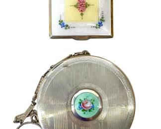 2pc Guillioche Art Deco Makeup Compact