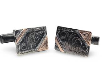 Vintage Sterling W/10Rose Gold Trim Cufflinks