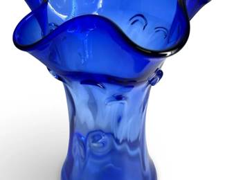 Vintage Cobalt Blue Hand Blown Glass Vase